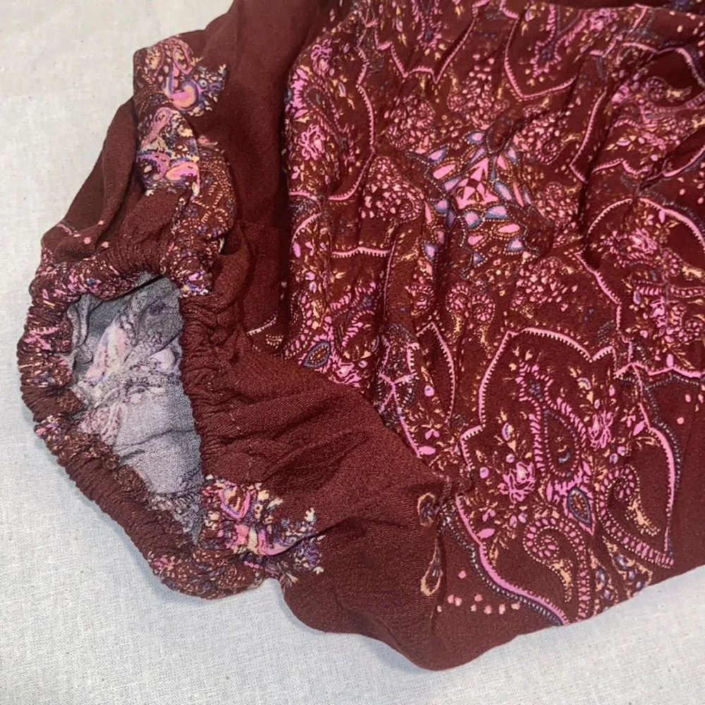 Free People Girl Talk Printed Tunic Top - Pomegranate Combo - Picture 10 of 15